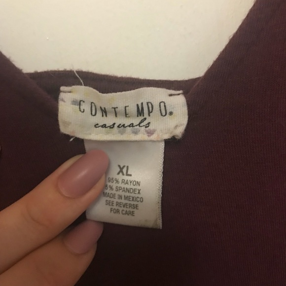 Wine Red Long Sleeve Dress with Back Cutout - Picture 2 of 4